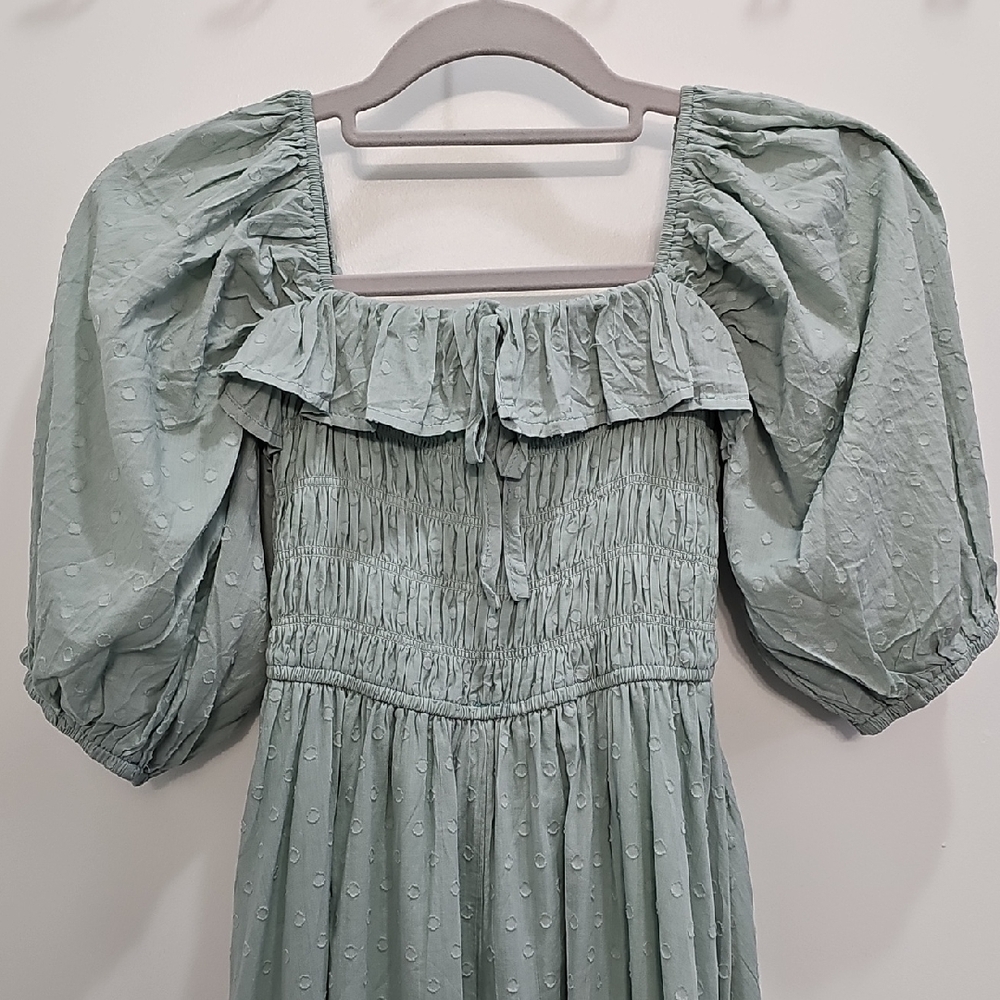 Green Puff Sleeve Dress